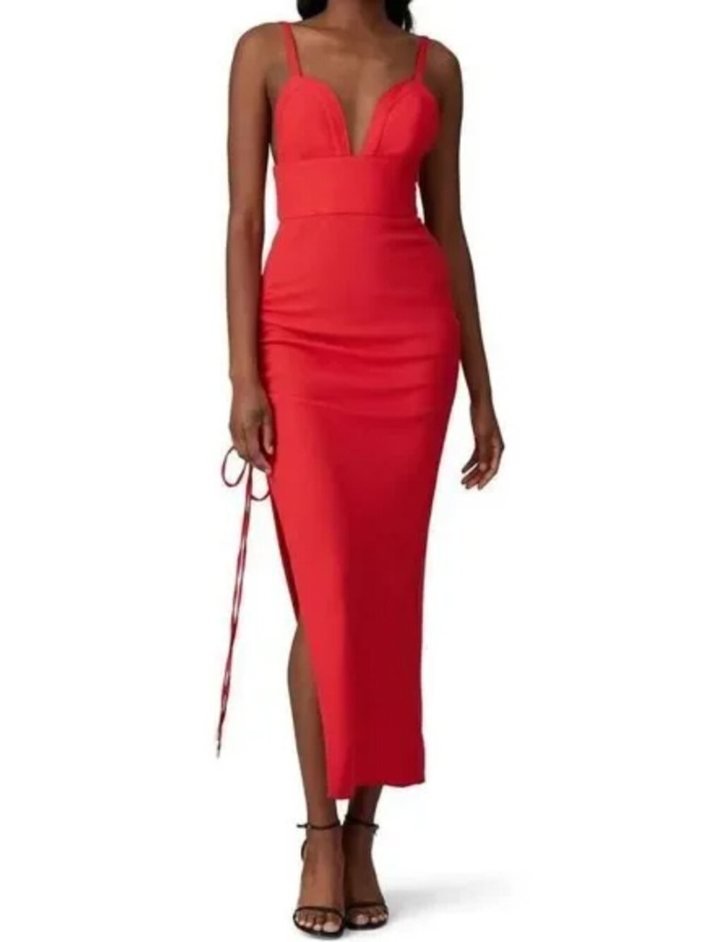 Prabal Gurung Drawstring Ruched Bodycon Cocktail Party Dress Red $895 Sz 6 - Picture 2 of 9